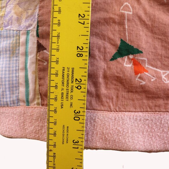 Vintage Home Made Patchwork Blanket 31x27 Has Spots - Picture 9 of 11